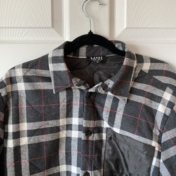 Boohoo Man Work Jacket Men’s Size Medium Plaid Button Up Outdoor - Picture 3 of 12